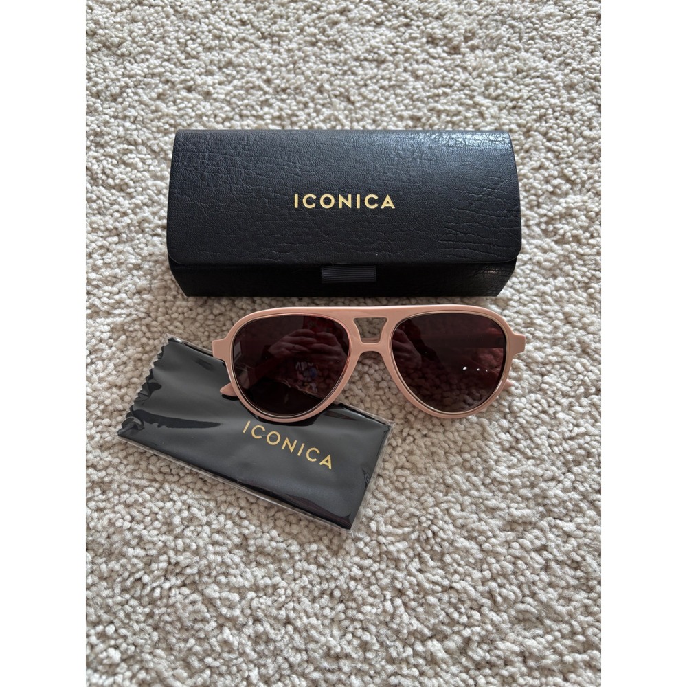 Iconica Pia Aviator Sunglasses Nude Beige IC01-0570-NUBGP Brown Gradient Lens
